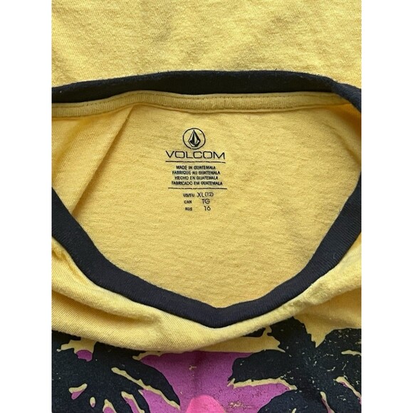 Volcom Stone T-Shirt Yellow Tropical Beach Graphic Ladies Size XL - Picture 4 of 6